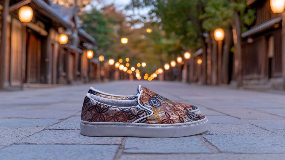 西陣織の美に触れて、履いて、歩ける！ 直営店の「FUGA 京都嵐山」