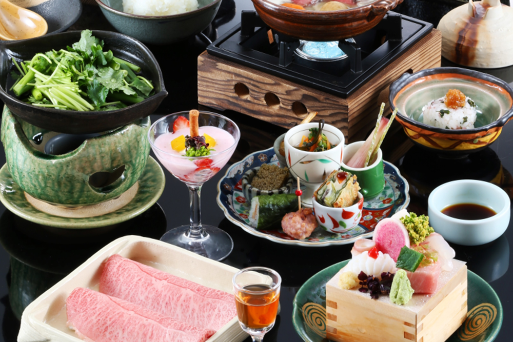 最高級飛騨牛の会席料理に舌鼓