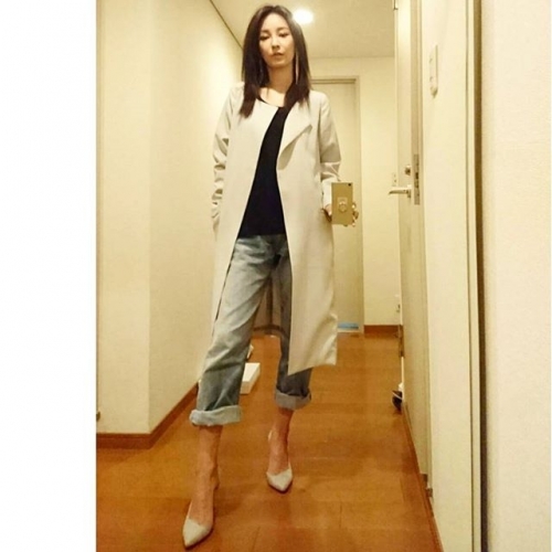 真山景子さんの素敵ママさんコーデ① 定番!素敵ママコーデ